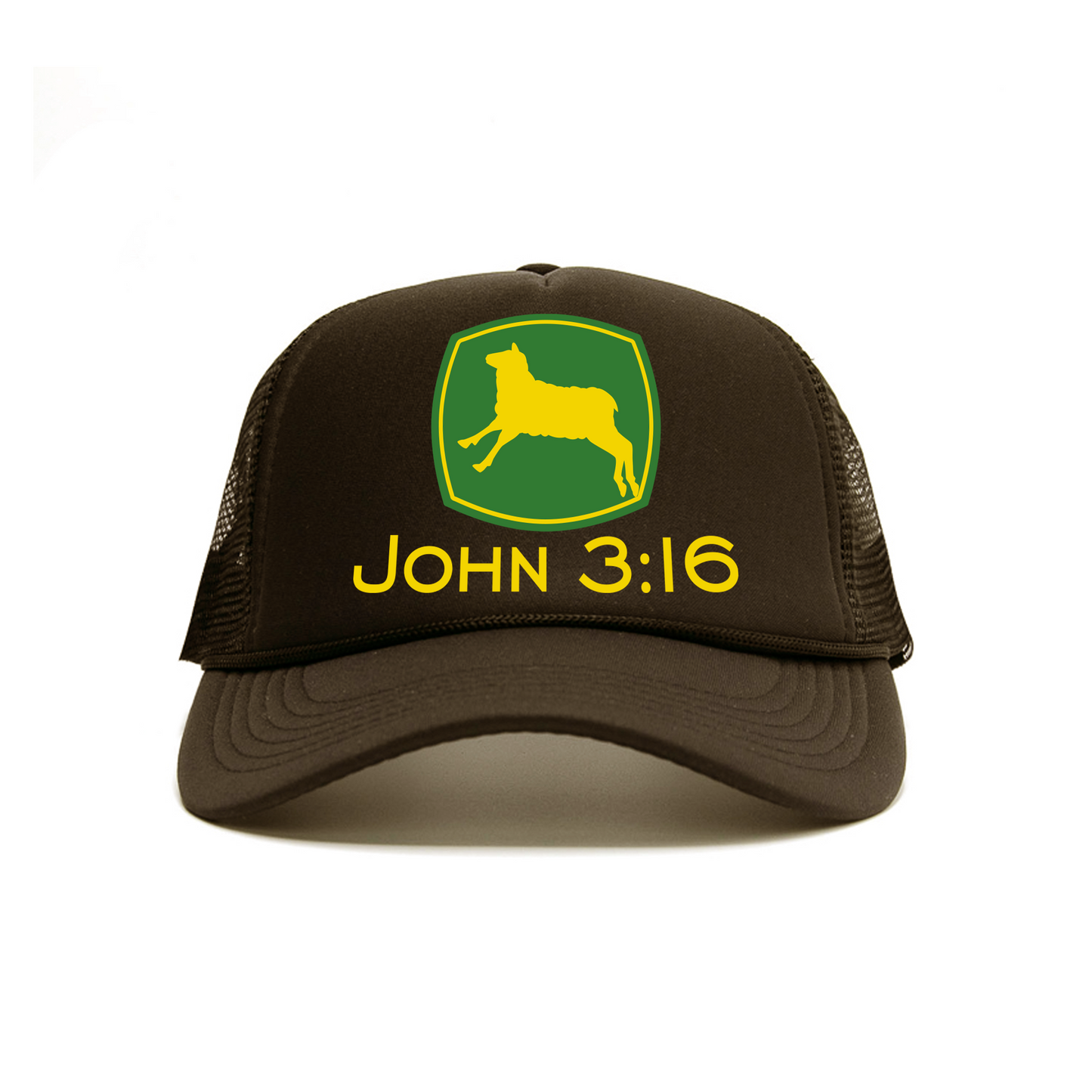 JOHN 3:16 BROWN TRUCKER HAT