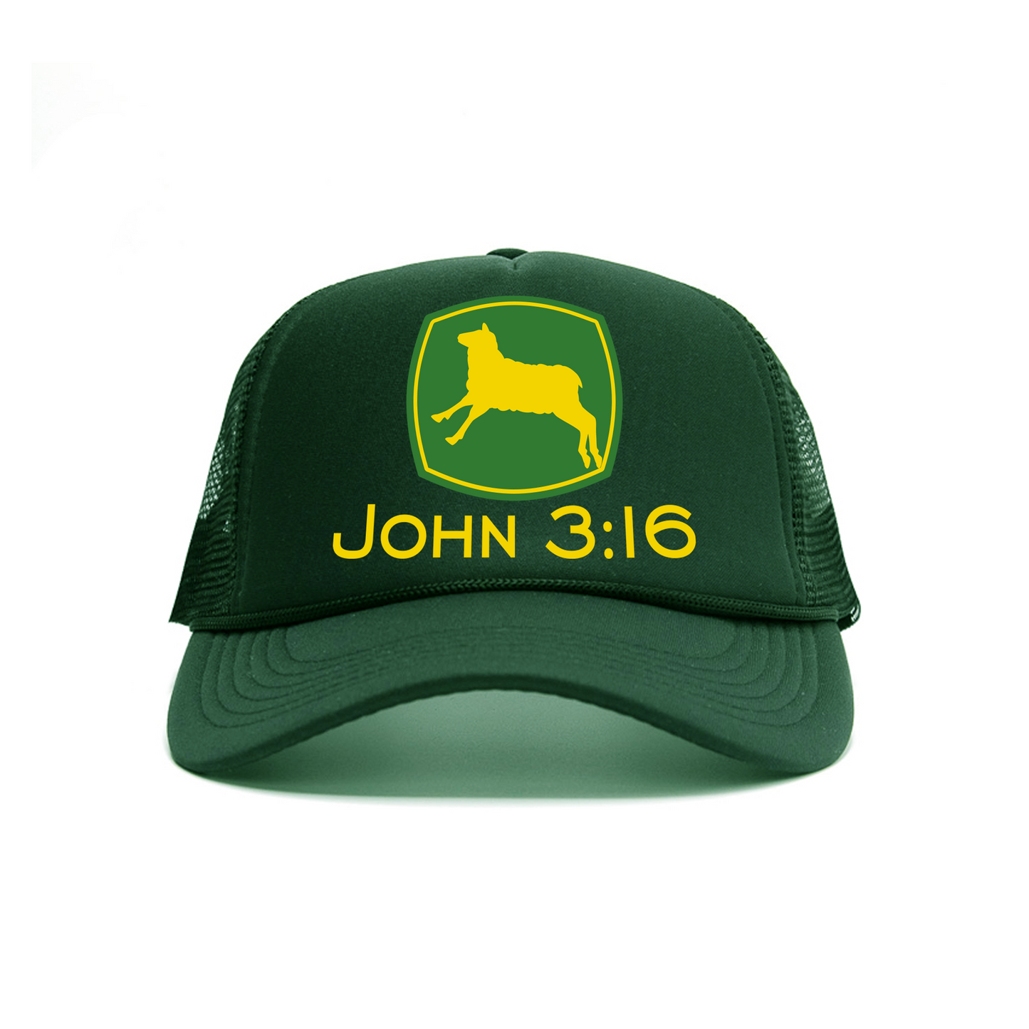 JOHN 3:16 GREEN TRUCKER HAT
