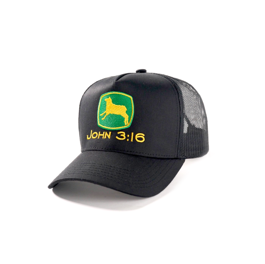 JOHN 3:16 MESH TRUCKER HAT BLK