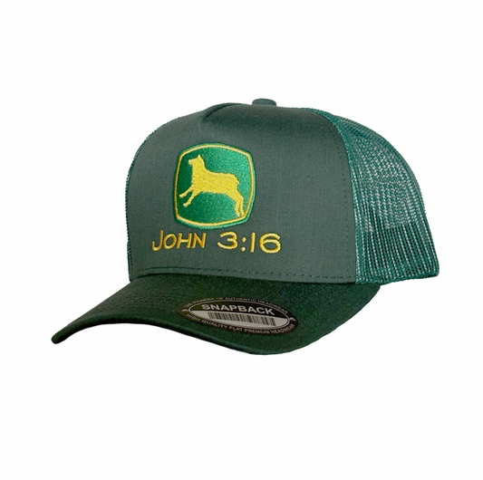 JOHN 3:16 MESH TRUCKER HAT GRN